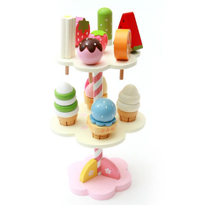 Crème glacée magnétique en bois de simulation réaliste Toy With Display Stand