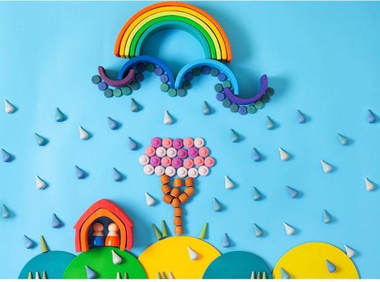 jouets en bois éducatifs de Montessori d'empileur de l'arc-en-ciel 6pcs