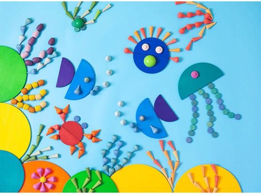 jouets en bois éducatifs de Montessori d'empileur de l'arc-en-ciel 6pcs