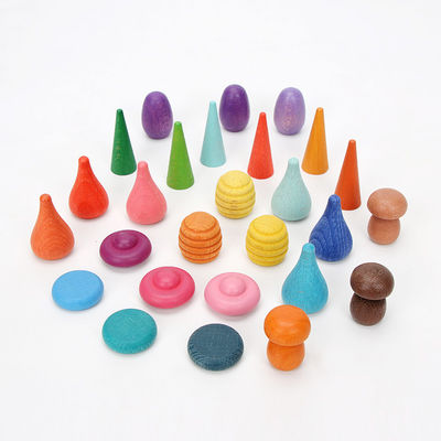 jouets en bois éducatifs de Montessori d'empileur de l'arc-en-ciel 6pcs