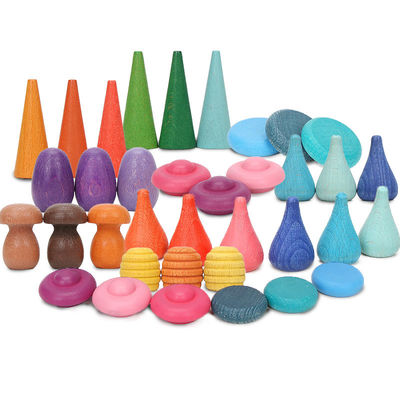 jouets en bois éducatifs de Montessori d'empileur de l'arc-en-ciel 6pcs
