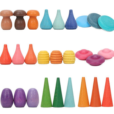 jouets en bois éducatifs de Montessori d'empileur de l'arc-en-ciel 6pcs