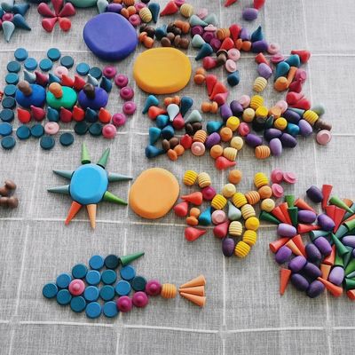 jouets en bois éducatifs de Montessori d'empileur de l'arc-en-ciel 6pcs