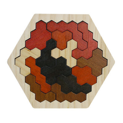 Casse-tête en bois hexagonaux de Montessori des enfants