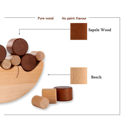 Blocs constitutifs d'équilibre en bois de lune de Montessori des enfants