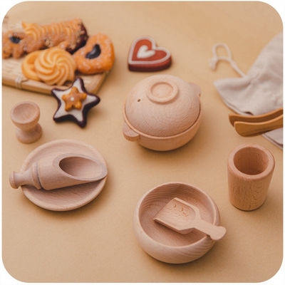 Ensemble miniature en bois de cuisine de hêtre unisexe de Montessori
