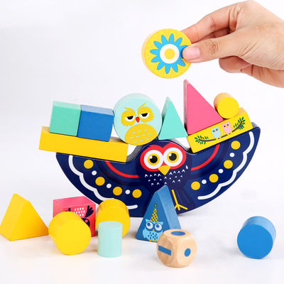 Blocs de équilibrage de étude tôt de lune en bois de Montessori de bébé