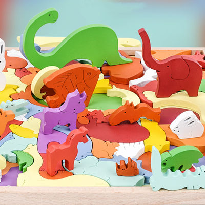 Puzzle animal en bois stéréoscopique d'OIN pour la première éducation d'enfants