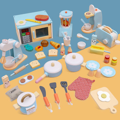 La première éducation d'enfants unisexes en bois feignent des jouets de cuisine