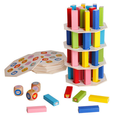jeux de société 54pcs élevés empilés en bois non-toxiques