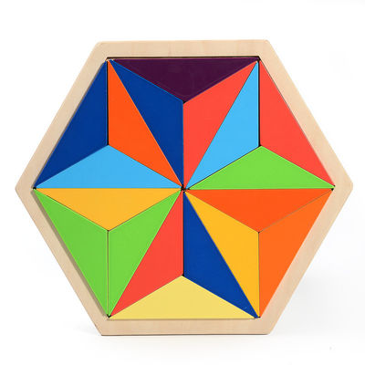 Blocs en bois de puzzle d'arc-en-ciel de développement de la petite enfance