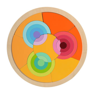 Blocs en bois de puzzle d'arc-en-ciel de développement de la petite enfance