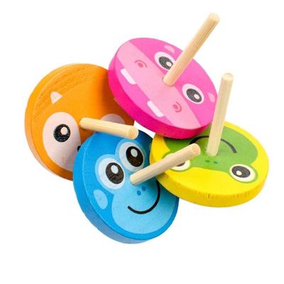 Compas gyroscopique en bois Toy Wheel For Stress Relieving d'arc-en-ciel d'enfants