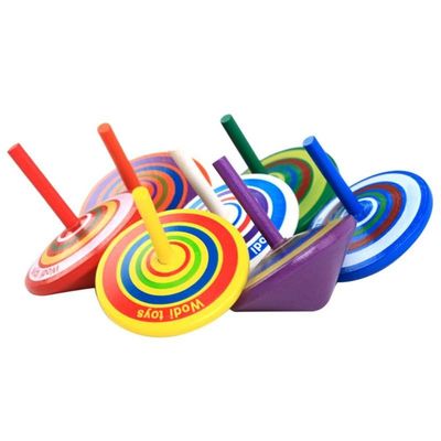 Compas gyroscopique en bois Toy Wheel For Stress Relieving d'arc-en-ciel d'enfants