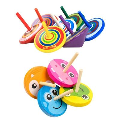 Compas gyroscopique en bois Toy Wheel For Stress Relieving d'arc-en-ciel d'enfants