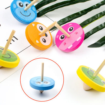 Compas gyroscopique en bois Toy Wheel For Stress Relieving d'arc-en-ciel d'enfants