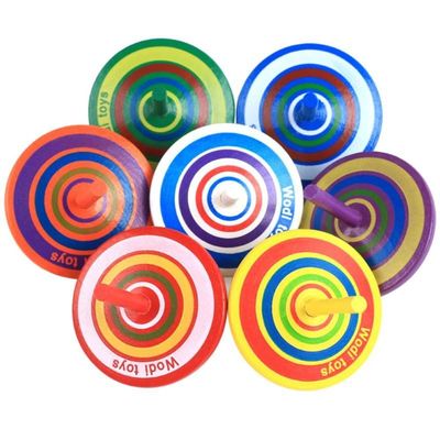 Compas gyroscopique en bois Toy Wheel For Stress Relieving d'arc-en-ciel d'enfants
