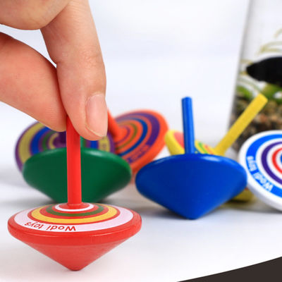 Compas gyroscopique en bois Toy Wheel For Stress Relieving d'arc-en-ciel d'enfants