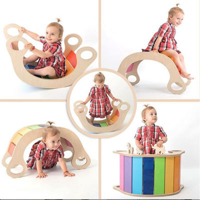Cadre en bois de s'élever d'arc-en-ciel de Montessori de bébé d'OEM