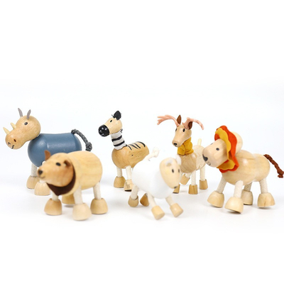 Le petit animal de simulation en bois bloque les blocs constitutifs d'enfance de Forest Farm Animal Dolls Early