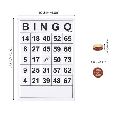 Jeu en bois de bingo-test d'échecs de cru avec 40 cartes DIY de nombre de bingo-test