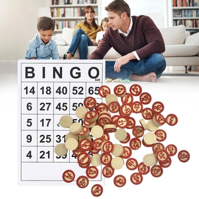 Jeu en bois de bingo-test d'échecs de cru avec 40 cartes DIY de nombre de bingo-test