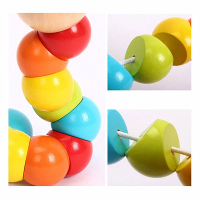 Ba coloré de Caterpillar de nouveaux d'arc-en-ciel de ver de torsion de marionnette de connaissance d'amusement de jouets de forme enfants en bois variables éducatifs de blocs