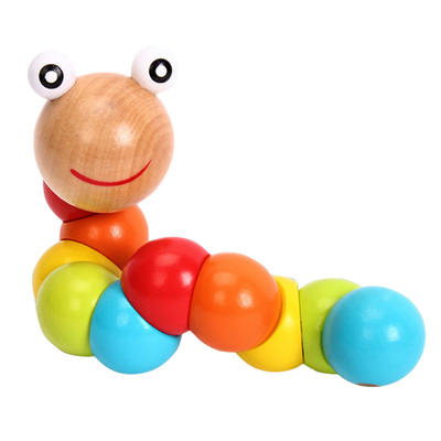 Ba coloré de Caterpillar de nouveaux d'arc-en-ciel de ver de torsion de marionnette de connaissance d'amusement de jouets de forme enfants en bois variables éducatifs de blocs