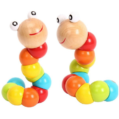 Ba coloré de Caterpillar de nouveaux d'arc-en-ciel de ver de torsion de marionnette de connaissance d'amusement de jouets de forme enfants en bois variables éducatifs de blocs