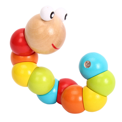 Ba coloré de Caterpillar de nouveaux d'arc-en-ciel de ver de torsion de marionnette de connaissance d'amusement de jouets de forme enfants en bois variables éducatifs de blocs