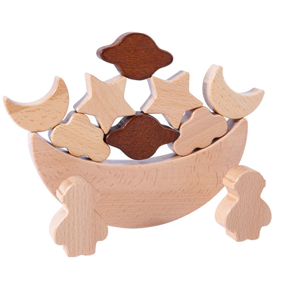 Les blocs en bois des jouets éducatifs des enfants de Montessori que les étoiles musardent ont empilé le contre en bois de Toy Diy Baby Balance Training de blocs
