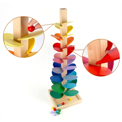 Montessori Toy Blocks Wooden Music Tree éducatif avec du bois de marbre d'intelligence d'enfants d'enfants de bébé de jeu de voie de course de boule