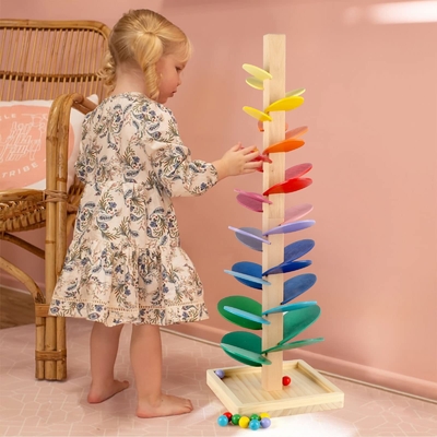 Montessori Toy Blocks Wooden Music Tree éducatif avec du bois de marbre d'intelligence d'enfants d'enfants de bébé de jeu de voie de course de boule