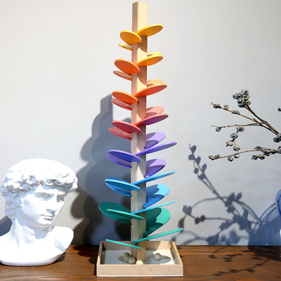 Montessori Toy Blocks Wooden Music Tree éducatif avec du bois de marbre d'intelligence d'enfants d'enfants de bébé de jeu de voie de course de boule