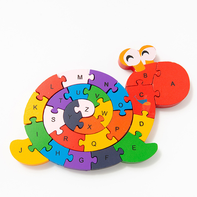 Jouets en bois de bloc constitutif pour les enfants de orthographe cognitifs d'éducation de bébé d'enfants d'escargots de tortue tôt de Digital