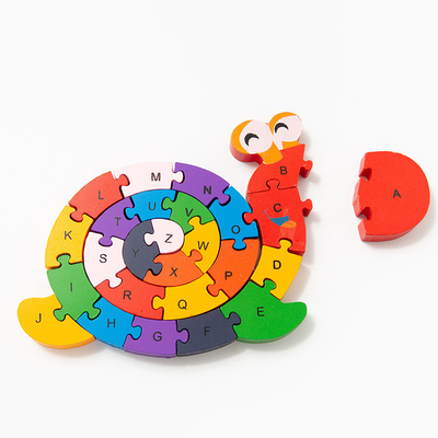 Jouets en bois de bloc constitutif pour les enfants de orthographe cognitifs d'éducation de bébé d'enfants d'escargots de tortue tôt de Digital