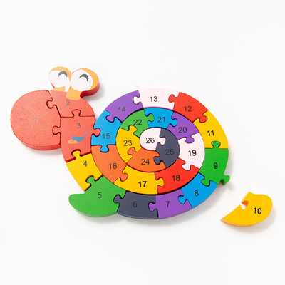 Jouets en bois de bloc constitutif pour les enfants de orthographe cognitifs d'éducation de bébé d'enfants d'escargots de tortue tôt de Digital