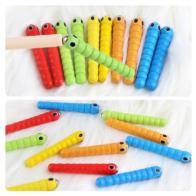 Jouets éducatifs de capture de Montessori d'accessoires en bois de jouets des vers 1 du jeu 5 d'insecte en bois