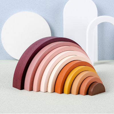 Jouet éducatif de empilement créatif non-toxique en bois de jeu d'équilibre de Toy Safe DIY de bébé de bloc constitutif d'arc-en-ciel de Montessori