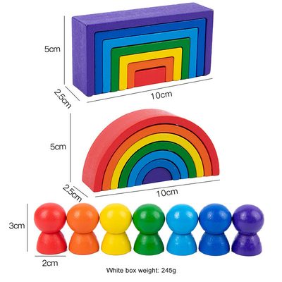 L'arc-en-ciel en bois de Montessori de bébé bloc constitutif éducatif