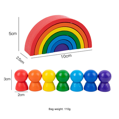 L'arc-en-ciel en bois de Montessori de bébé bloc constitutif éducatif