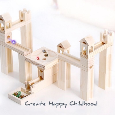 l'Assemblée de voie 60pcs de marbre en bois bloc constitutif le cadeau éducatif d'enfants de jouets d'enfants de puzzle de boule