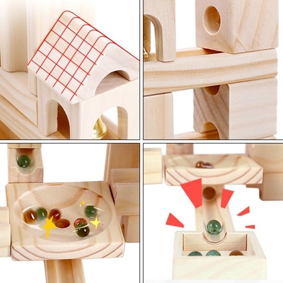l'Assemblée de voie 60pcs de marbre en bois bloc constitutif le cadeau éducatif d'enfants de jouets d'enfants de puzzle de boule