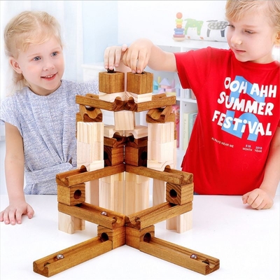 l'Assemblée de voie 60pcs de marbre en bois bloc constitutif le cadeau éducatif d'enfants de jouets d'enfants de puzzle de boule