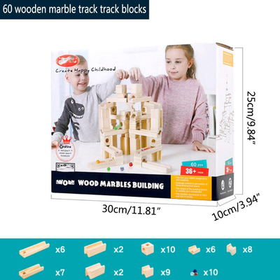 l'Assemblée de voie 60pcs de marbre en bois bloc constitutif le cadeau éducatif d'enfants de jouets d'enfants de puzzle de boule