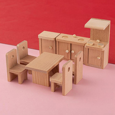 Meubles en bois de Tableau de salle à manger de maison de poupée pour l'éducation de cadeau d'enfant