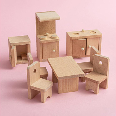 Meubles en bois de Tableau de salle à manger de maison de poupée pour l'éducation de cadeau d'enfant
