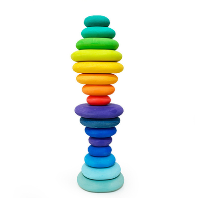 L'arc-en-ciel en bois de jouets de DIY 3D bloc constitutif de grande taille pour des enfants d'enfants