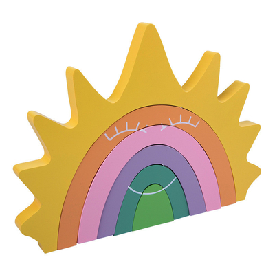 L'arc-en-ciel en bois de jouets de DIY 3D bloc constitutif de grande taille pour des enfants d'enfants
