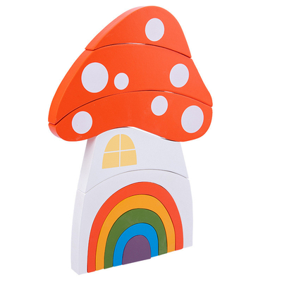 L'arc-en-ciel en bois de jouets de DIY 3D bloc constitutif de grande taille pour des enfants d'enfants